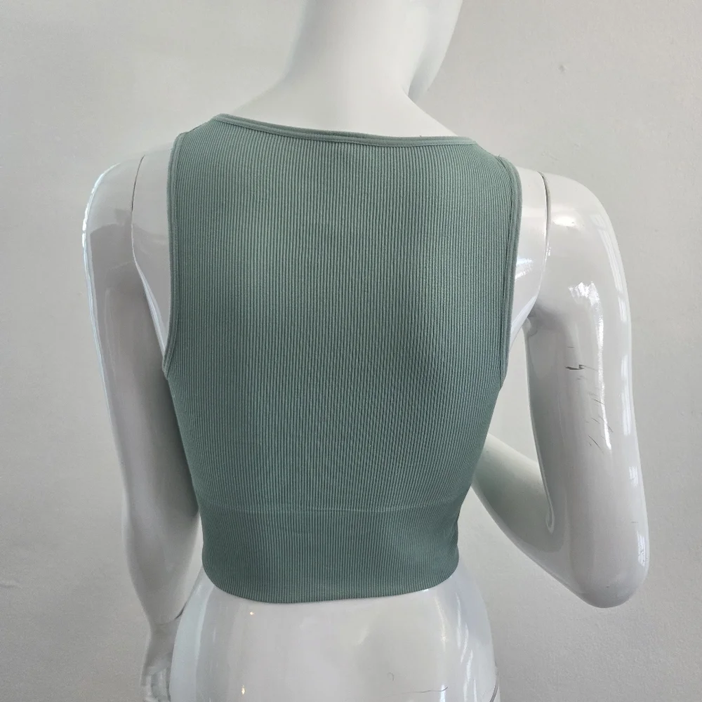 Forever 21 Ribbed Sage Green Crop Tank  Medium/Large - Picture 5 of 13